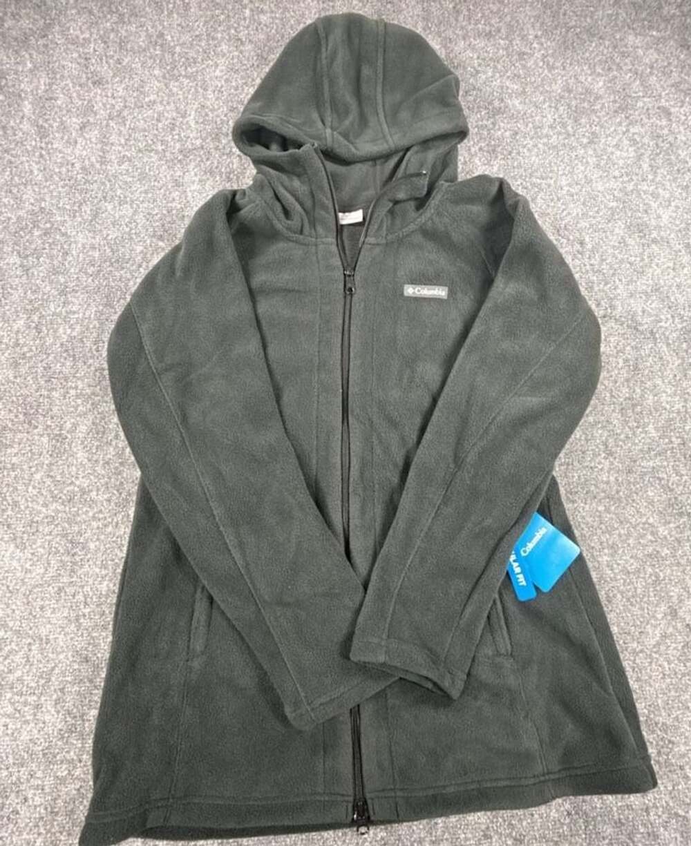 Columbia Benton Springs II Long Full Zip Hoodie Size Medium Dark Gray Fleece